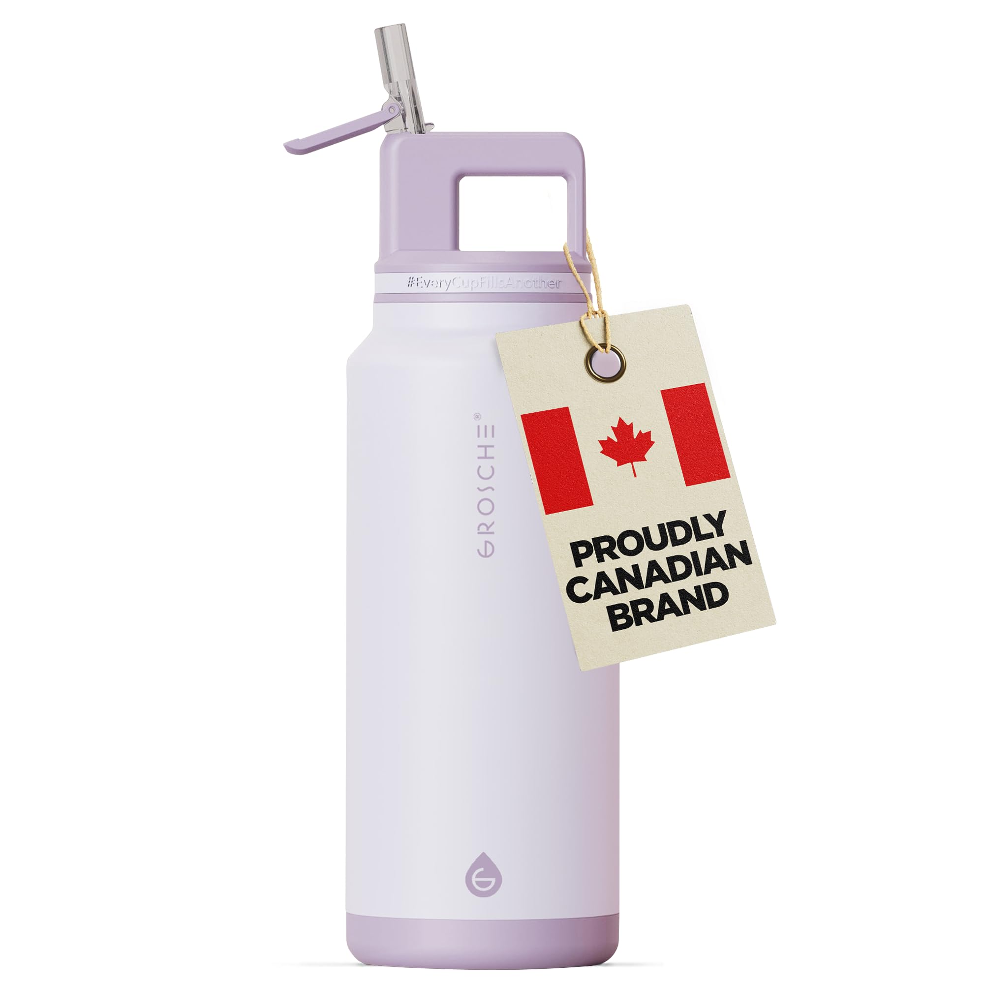 GROSCHE Alpine Flip N Sip Insulated Bottle with Straw Lid, Lavender, 40 oz