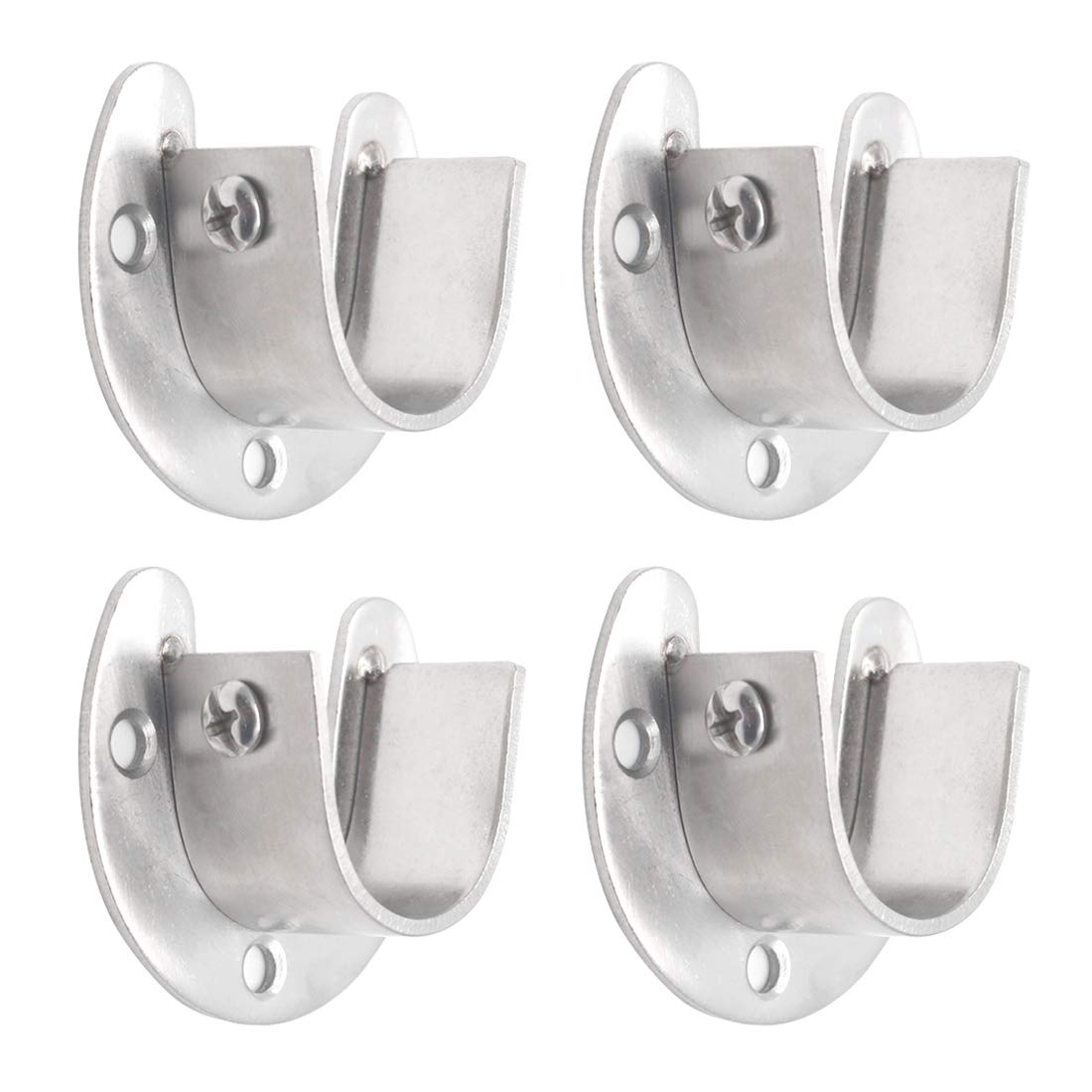 Seimneire 4Pcs Heavy Duty Stainless Steel Rod Socket, Wardrobe Bracket Flange Rod Holder Closet Rod End Supports Fit 1'' Diamete