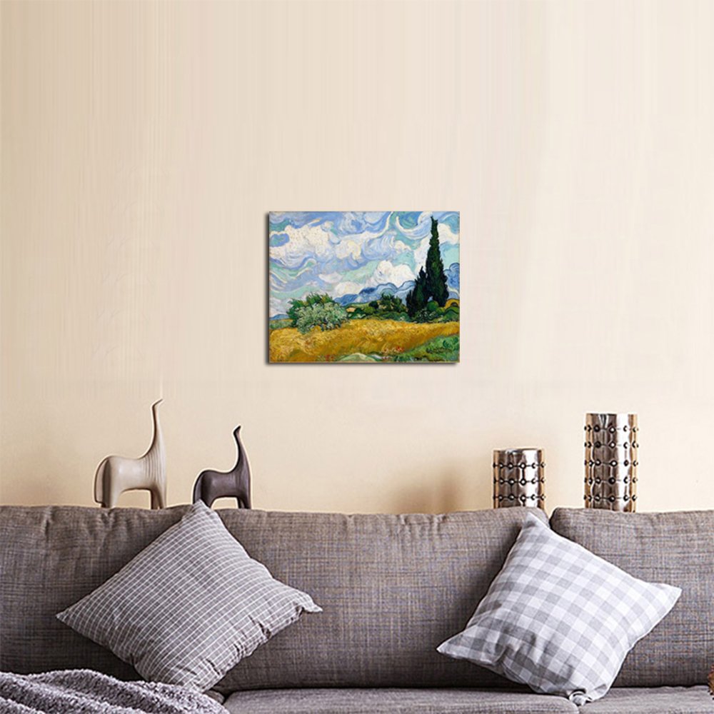 Wieco Art Wheat Field With Cypresses By Van Gogh Famous Oil Paintings Reproduction Modern Framed Landscape Giclee Canvas Prints