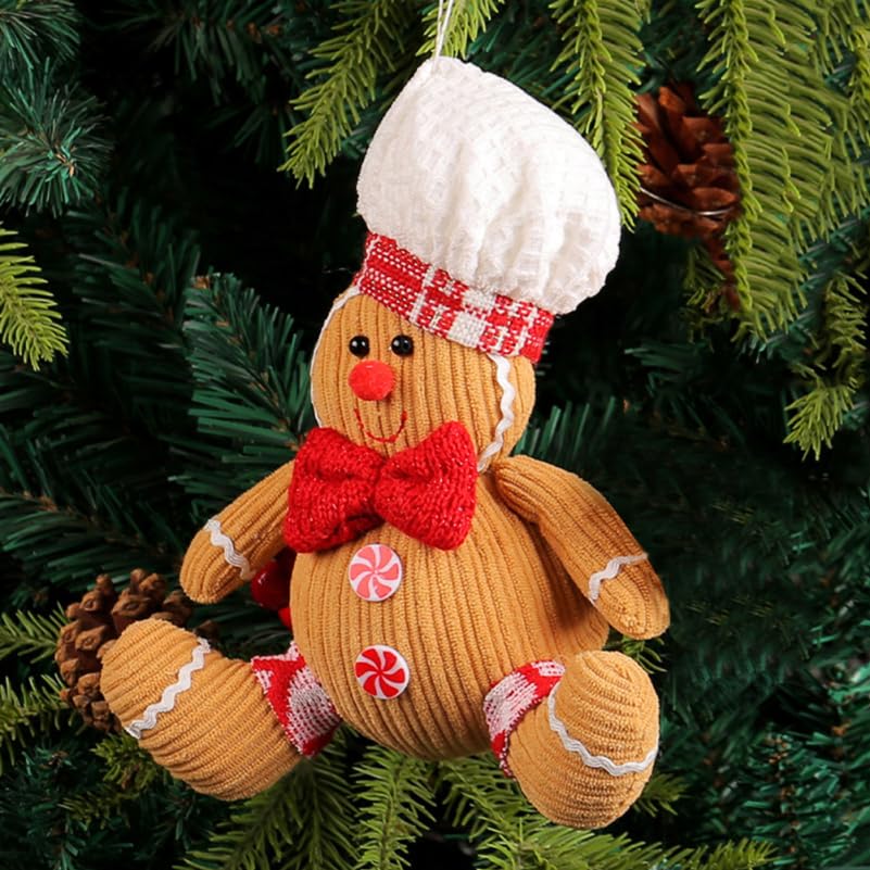 STOBAZA Hanging Gingerbread Man Ornament Unique Xmas Tree Decoration Creative Chef Hat Design and Sturdy Gingerbread Pendant for