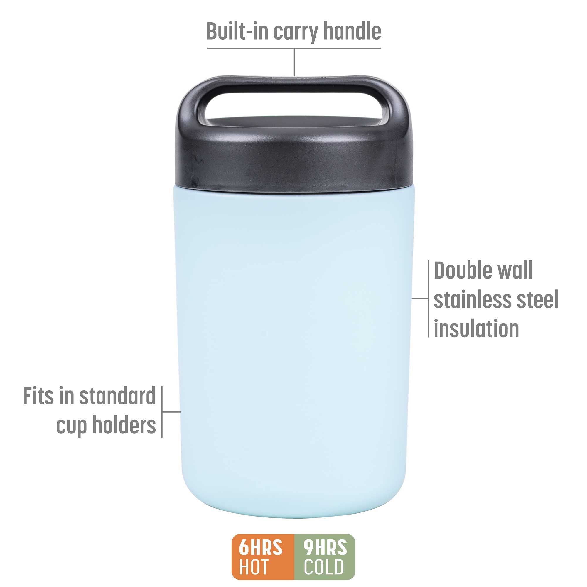 Goodful Stainless Steel Food Jar, Double Wall Vacuum Sealed Insulated Food Storage Container With Carry Handle Lid, 16-Ounce, Sk