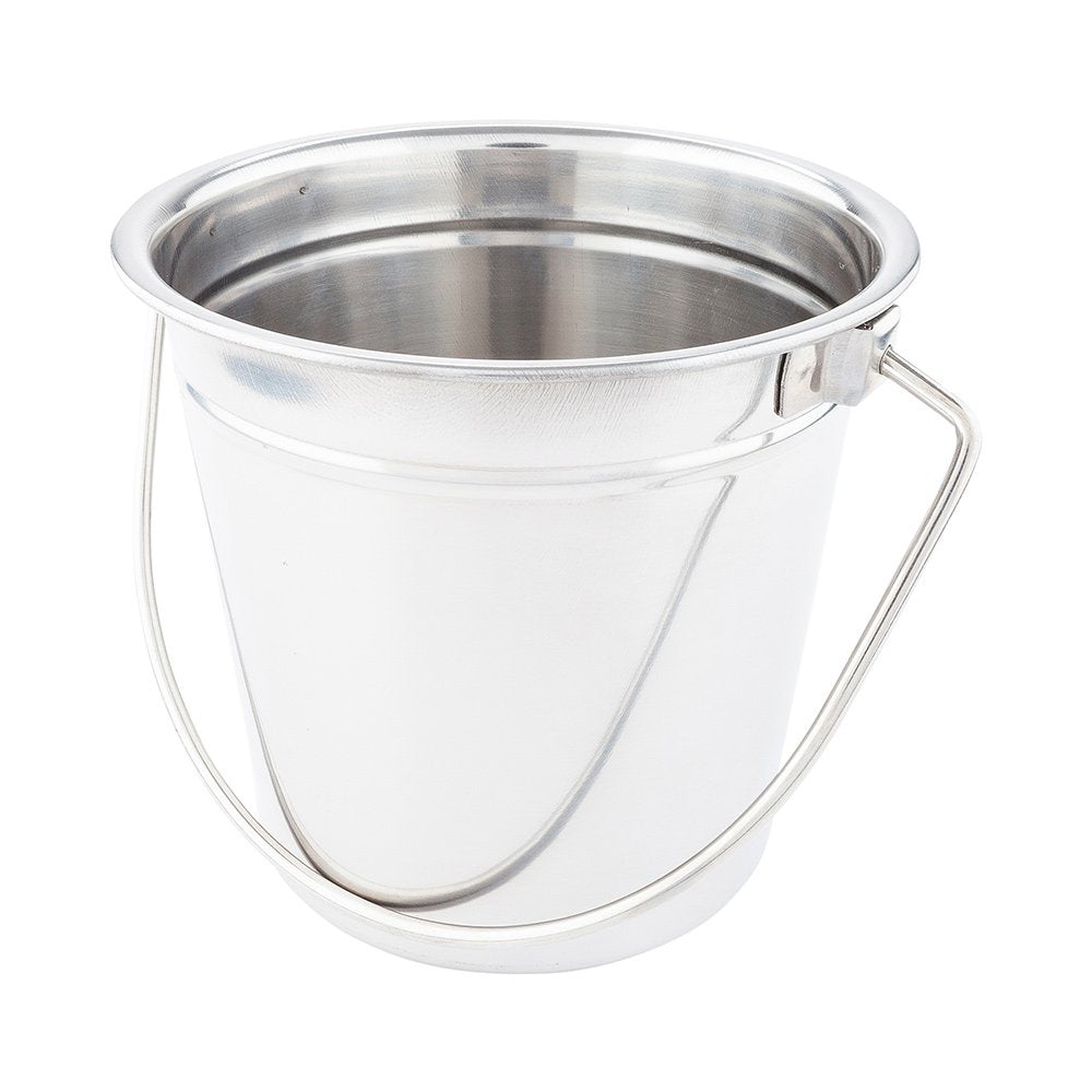 Restaurantware 28 Ounce Metal Bucket 1 Round Silver Pail - With Handle Food Safe Silver Stainless Steel Large Metal Bucket Smoot
