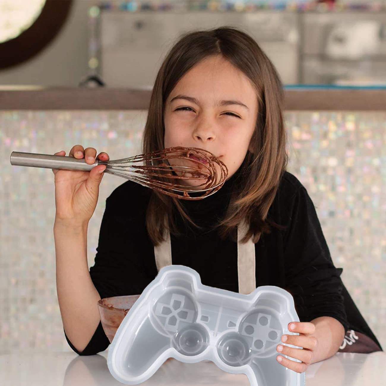 3D Game Controller Chocolate Silicone Molds, Non-Stick Large Breakable Chocolate Molds With 1 Pcs Wooden Mallet For Diy Party De