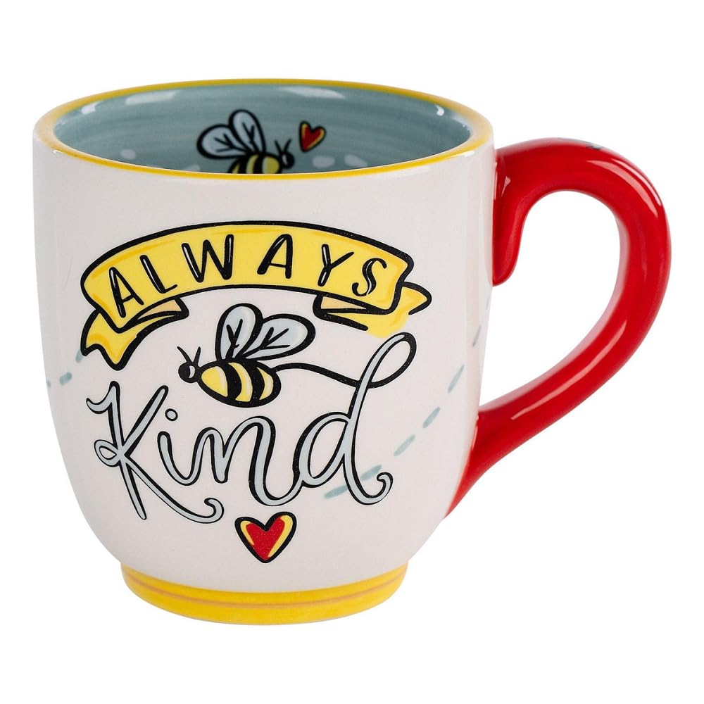 Glory Haus Handpainted 16 oz Beehive Be Kind Mug  Ceramic Coffee Cup for Hot Chocolate, Tea, and Coffee, Ideal Teacher, Mother,