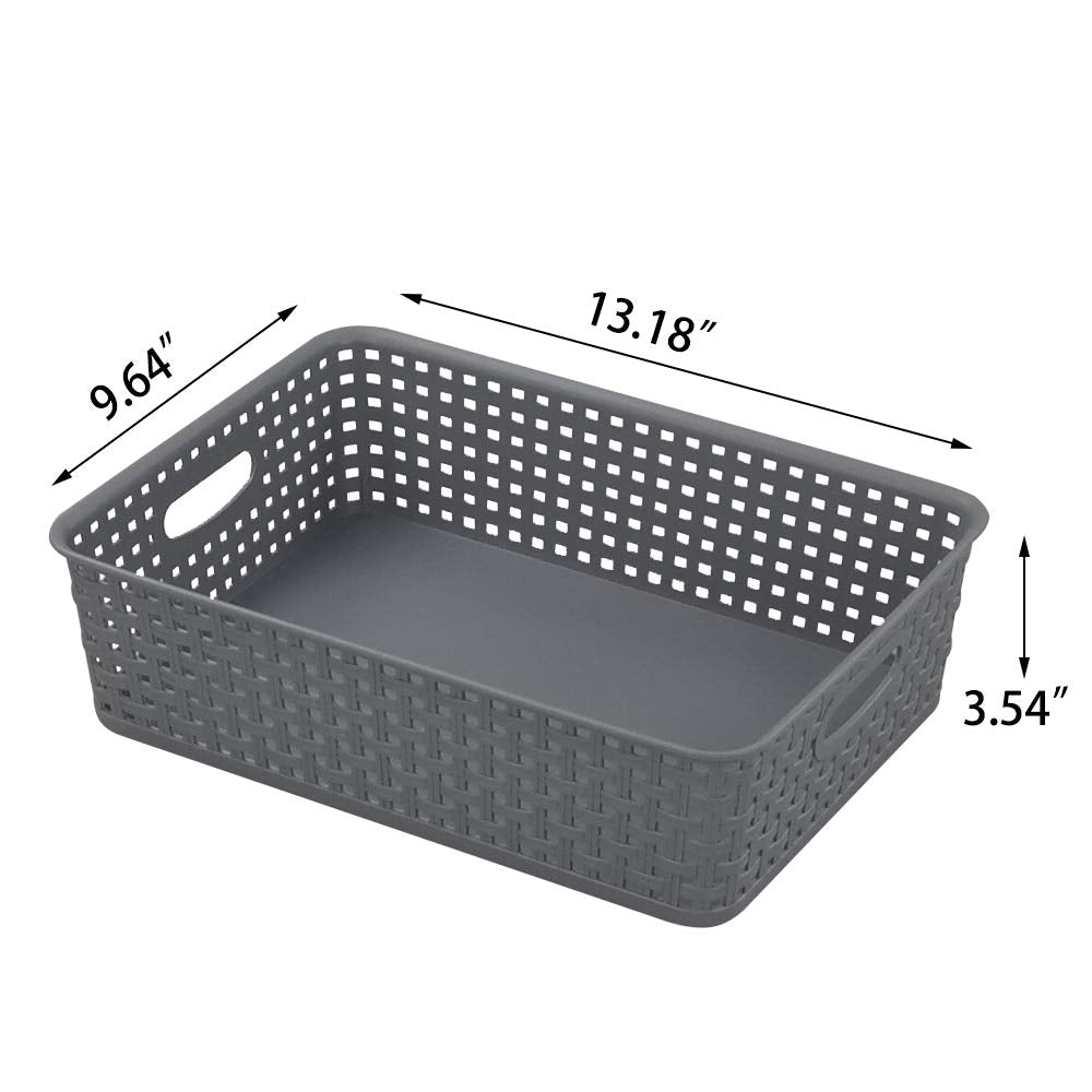 Joyeen Plastic Paper Storage Trays, Office Shallow Basket Set Of 4 Grey