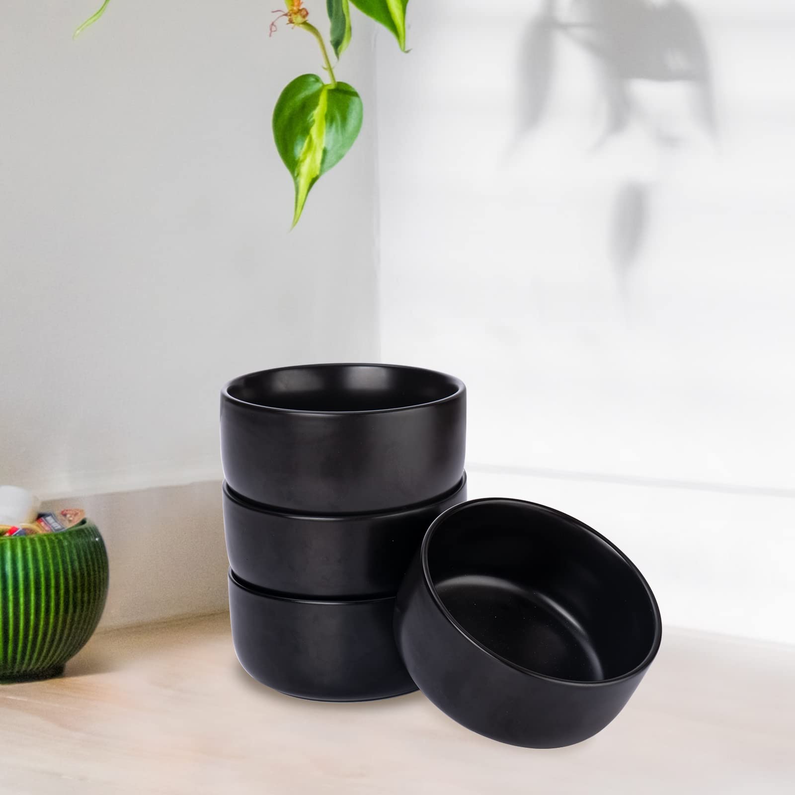 Aquiver 10 Ounces Ceramic Bowl Set - Porcelain Matte Small Bowls - Side Dishes For Desserts, Ice Cream, Snacks, Condiments, Souf