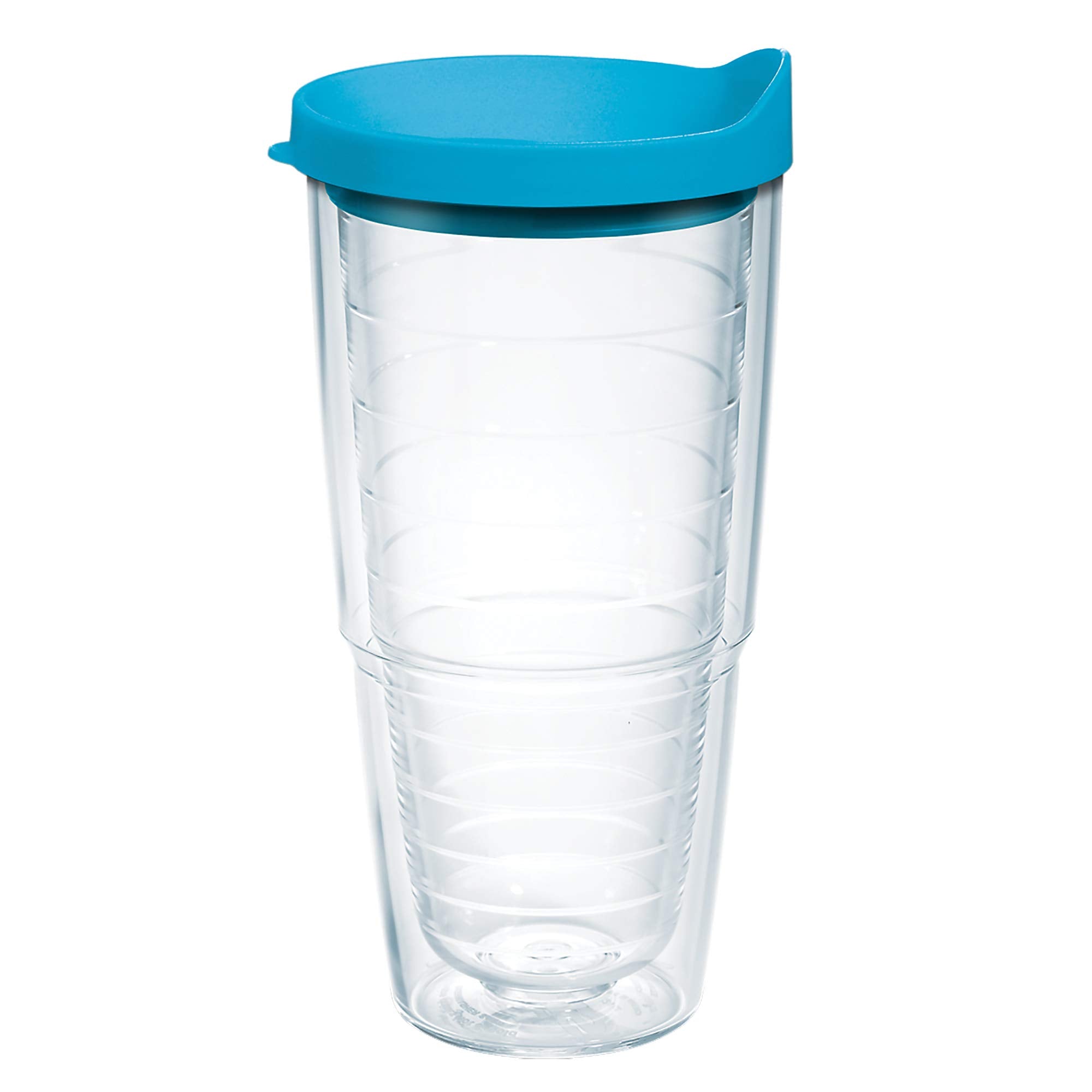 Tervis Clear & Colorful Lidded Made in USA Double Walled Insulated Tumbler Travel Cup Keeps Drinks Cold & Hot, 24oz, Turquoise L