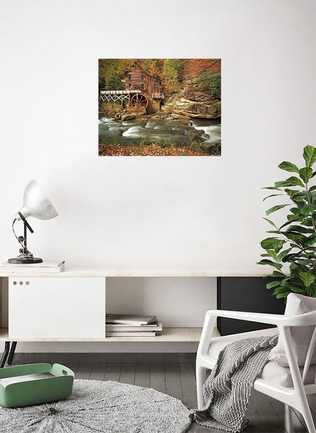 Glade Creek Mill Nature Trees Landscape Wall Decor Art Print Poster (16X20)