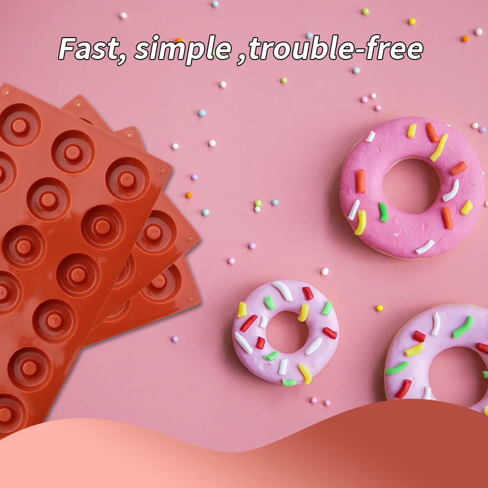 Ympeka Donut Mold Silicone For Baking Mini Donut Pan 18 Cavity Doughnut Baking Mold Tray Bpa Free And Dishwasher Safe, Non-Stick