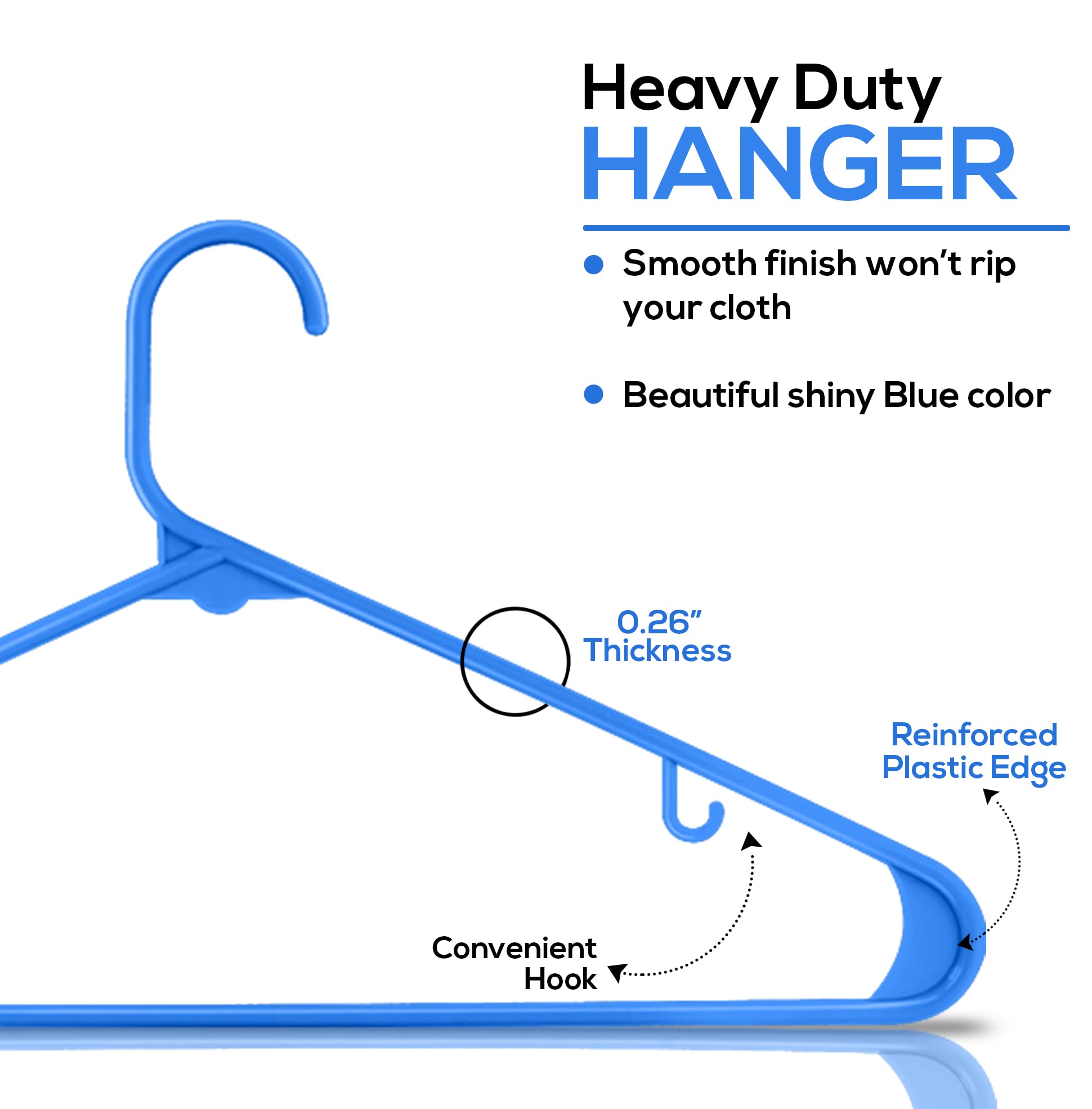 Utopia Home Plastic Hangers 50 Pack - Clothes Hanger with Hooks - Durable & Space Saving Coat Hanger - Heavy Duty Blue Hangers for Coats  Skirts  Pants  Dress  Etc.