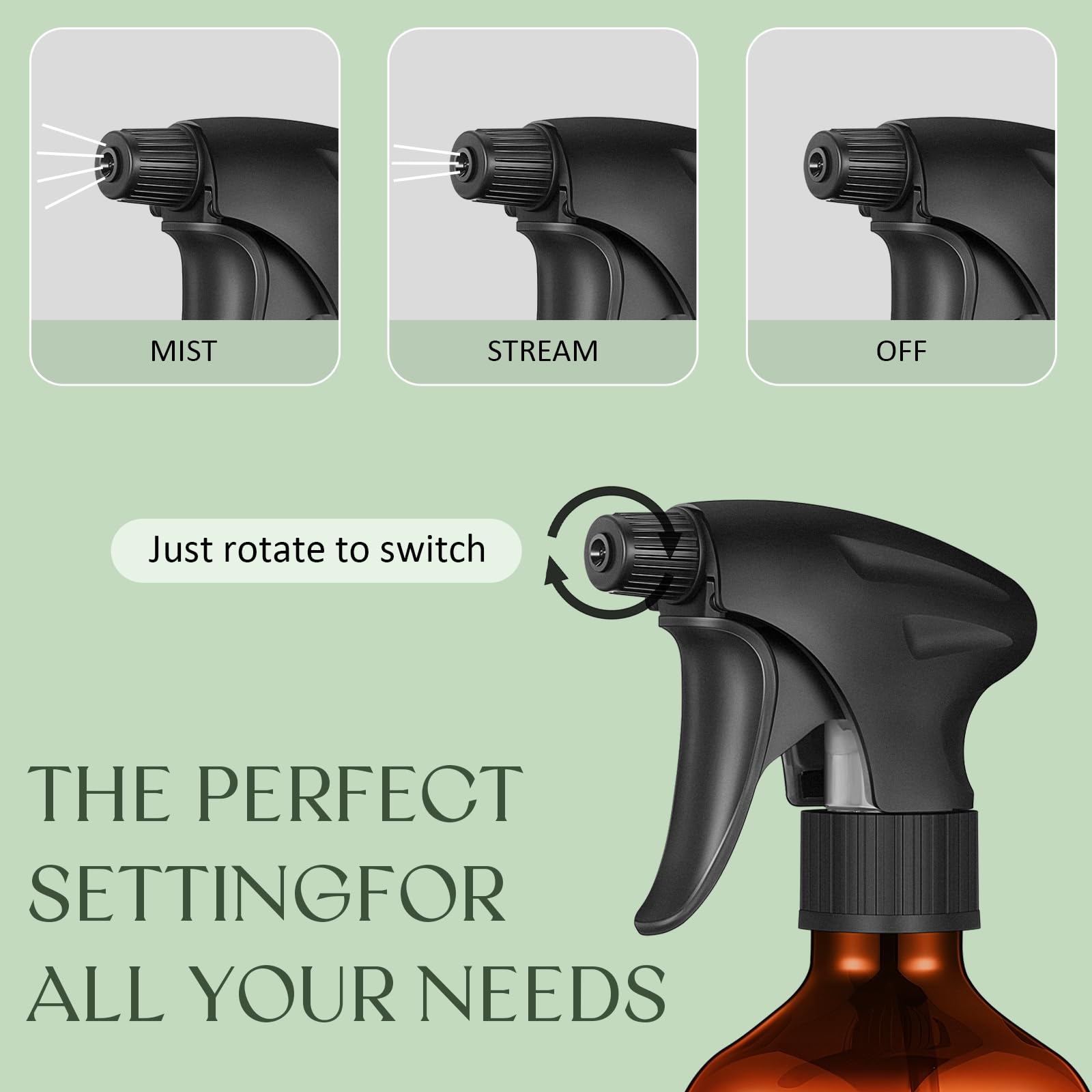 Honeydak 2 Pcs 360 Spray Bottle, 16 Oz/ 500 Ml Plastic Upside Down Spray Bottles For Cleaning, Plants, Hair Water, With Nozzle W