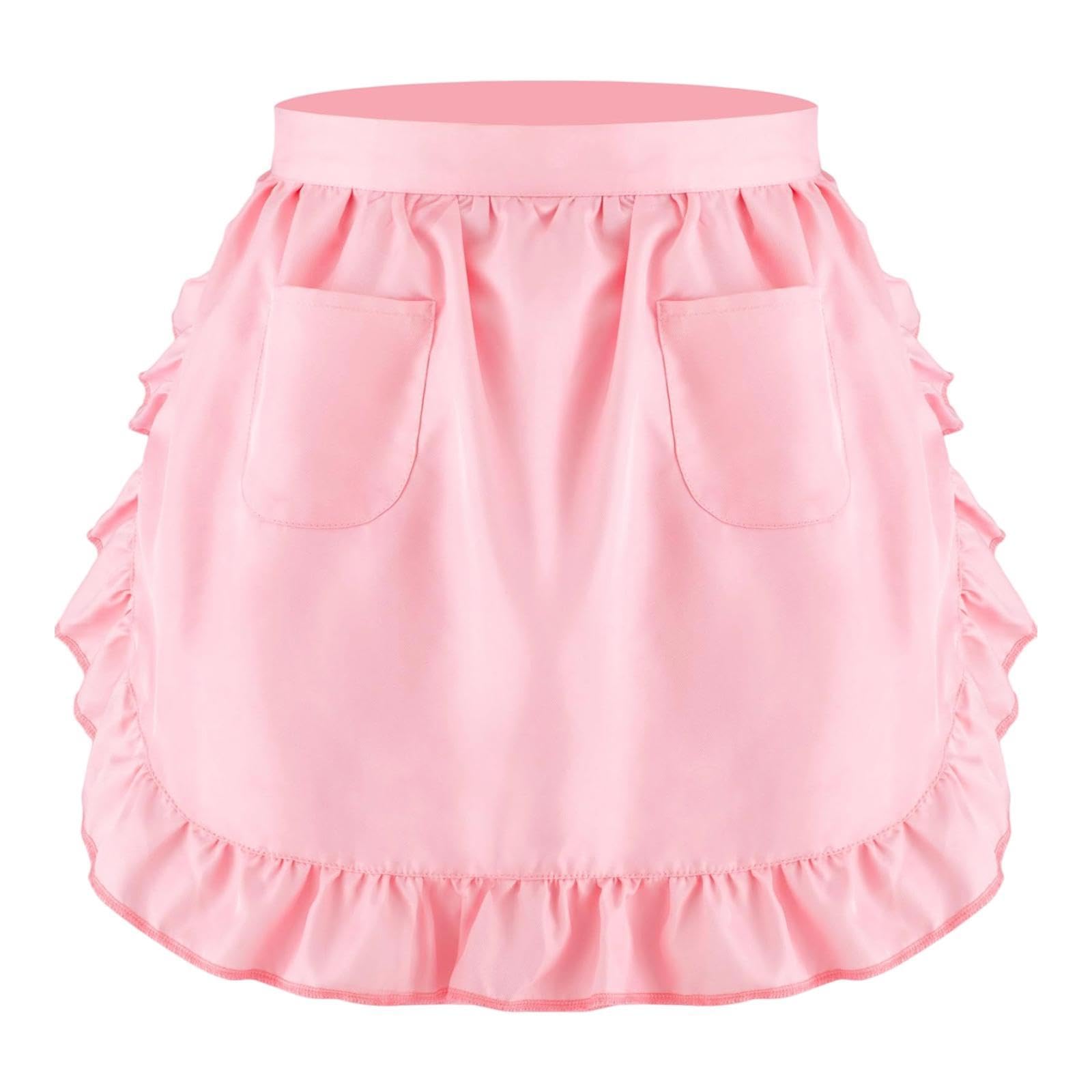Zelphora Waist Apron Lightweight Comfortable Half Apron For Flower Shop Baking Server Pink