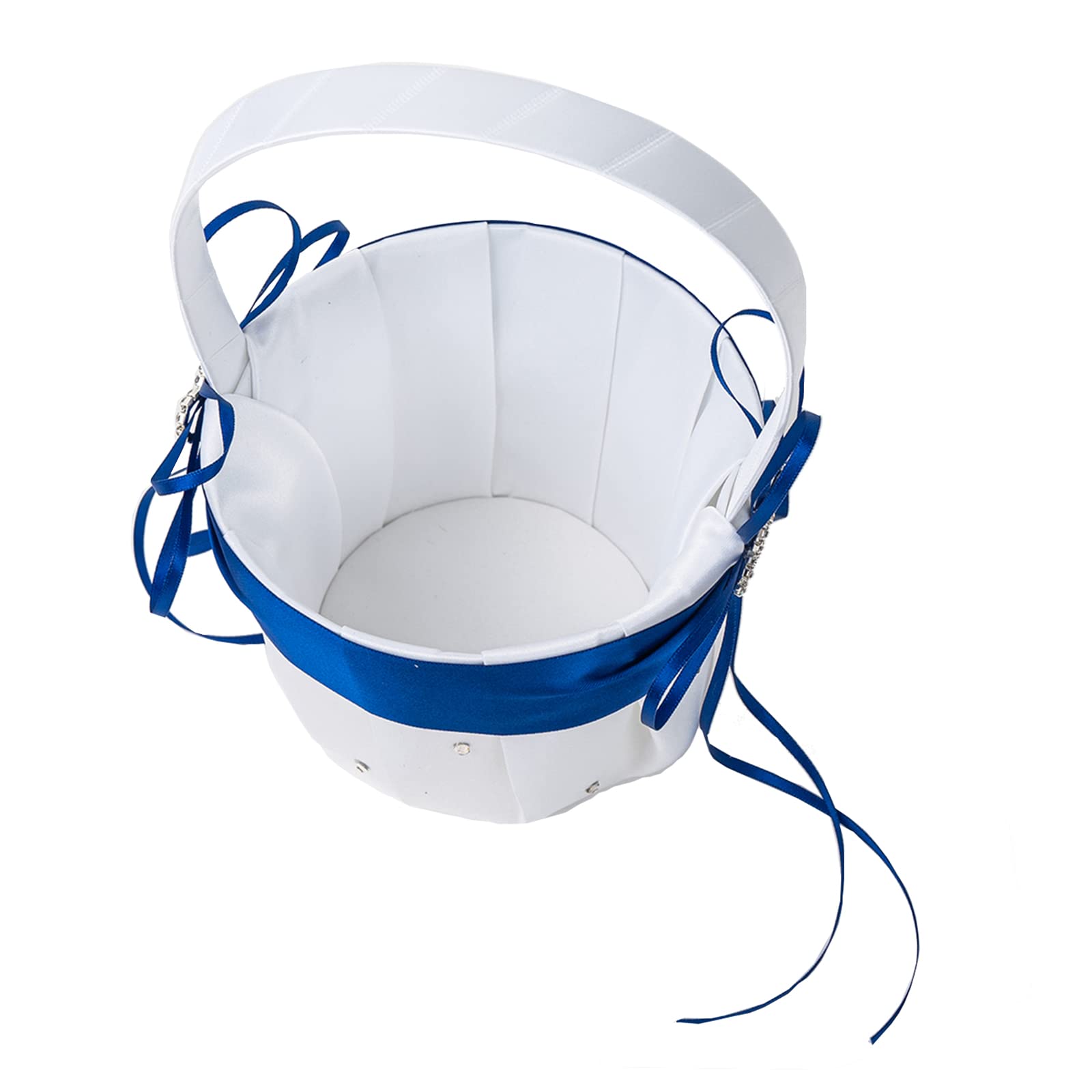 Arksu 2Pcs Wedding Flower Girl Basket With Double Heart For Rustic Bridal Wedding Shower Ceremony Anniversary-Royal Blue