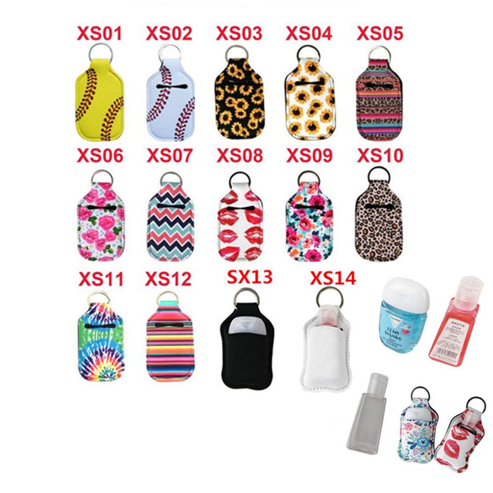 4 Piece Hand Sanitizer Bottle Holder Keyring-Ranxizy Neoprene Keychain For 30Ml Gym Shampoo Lotion Soap Perfume And Liquids Trav