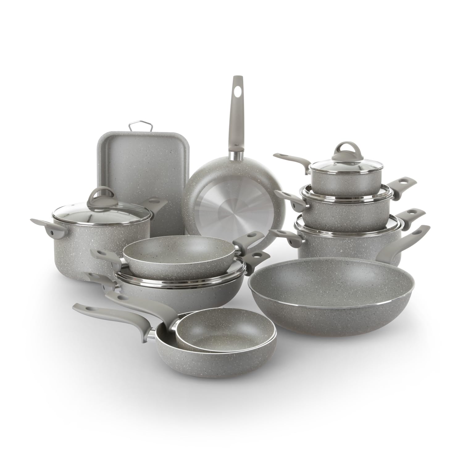 KASANOVA Traditional Hob Pots Set, NonStick Pots Set, Cookware Set, Healthy, Fast and Even Cooking. Made in Italy. (16 Pieces)