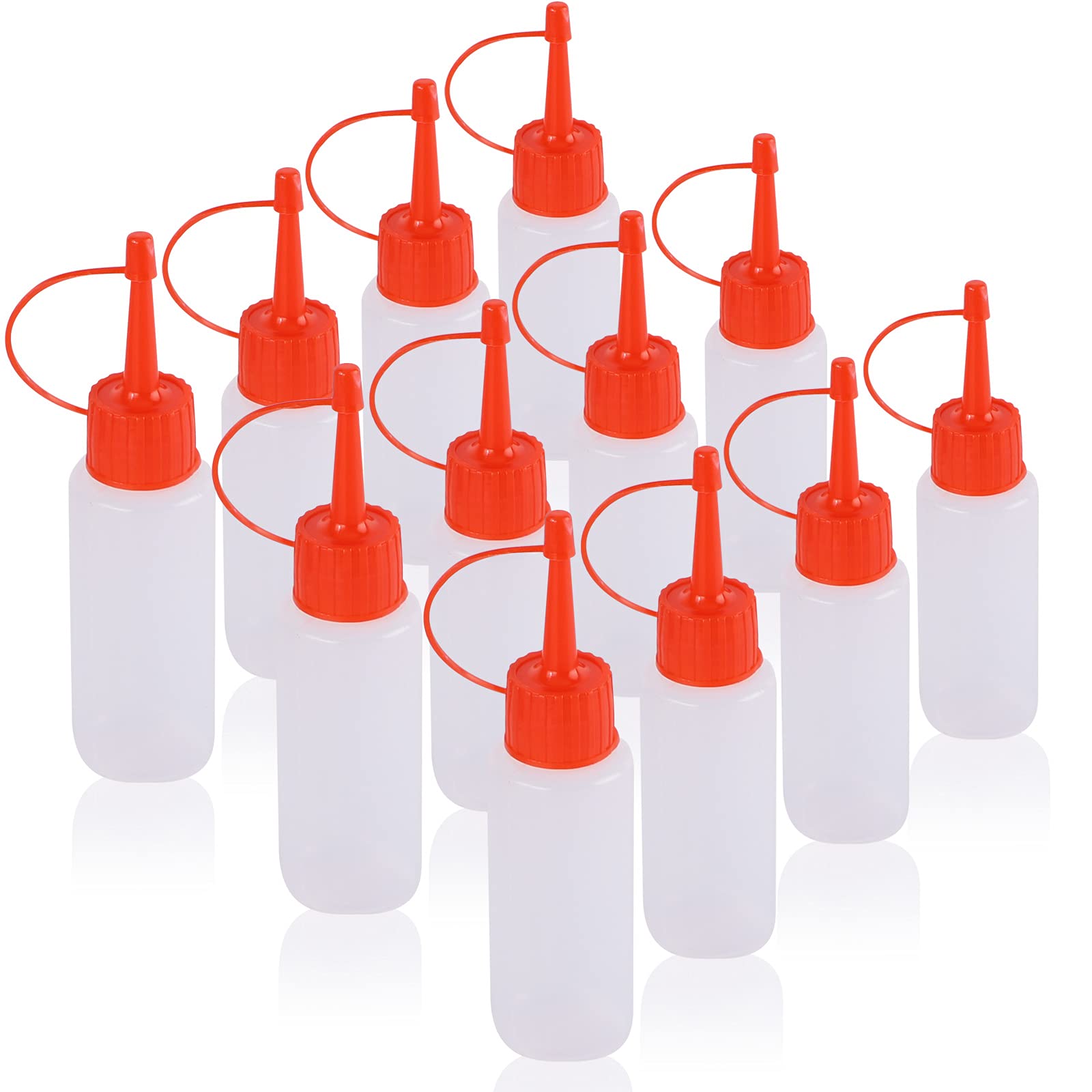 Kinmad 12 Pcs 2 Oz Plastic Empty Squeeze Paint Crafts Bottles Glue Bottles, Condiment Squeeze Bottles, Cake Decorating Squeeze B