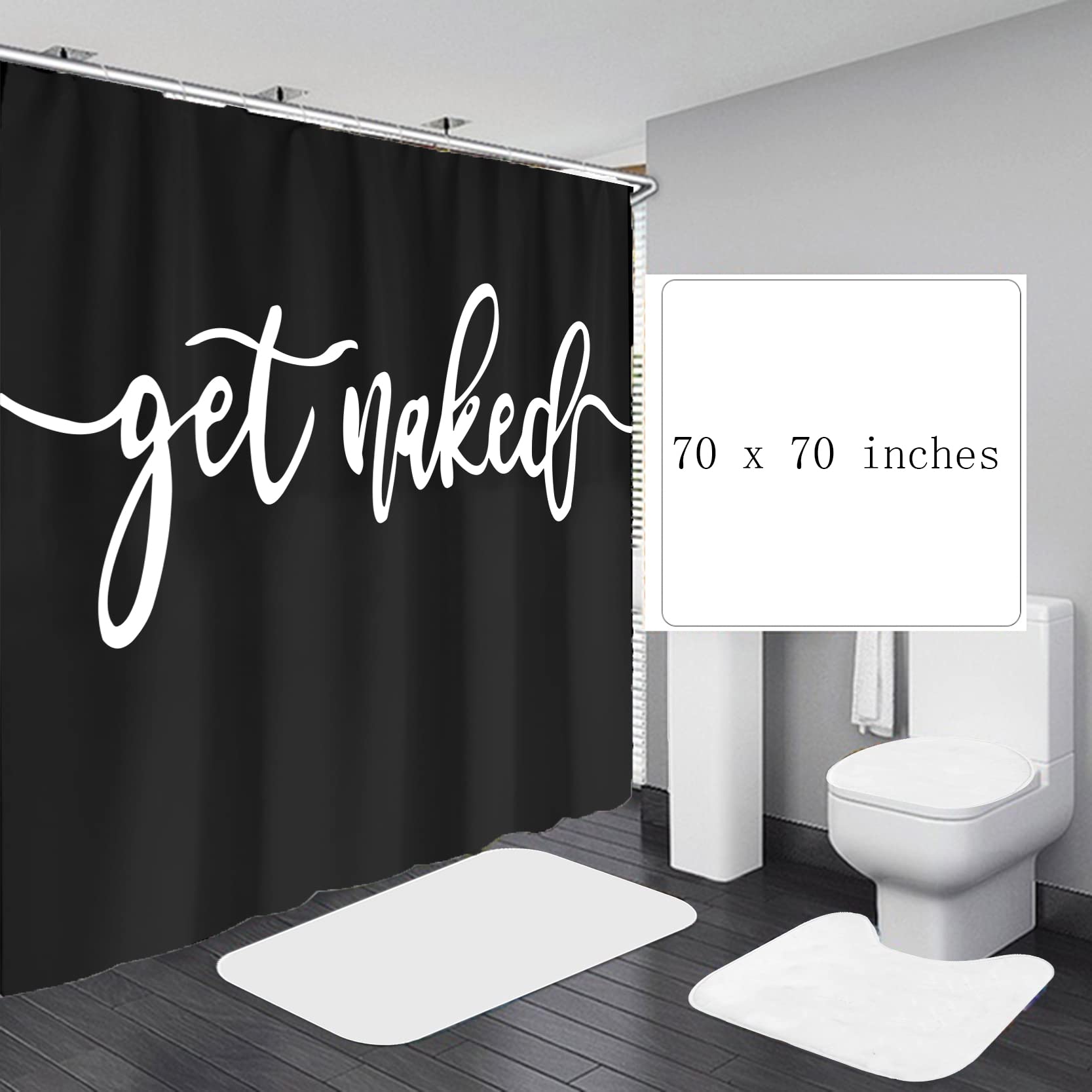 Zengmei 70X70 Inches Shower Curtain Set Funny Quote Durable Waterproof Polyester Shower Curtain Bathroom Bath Decor Cloth Fabric