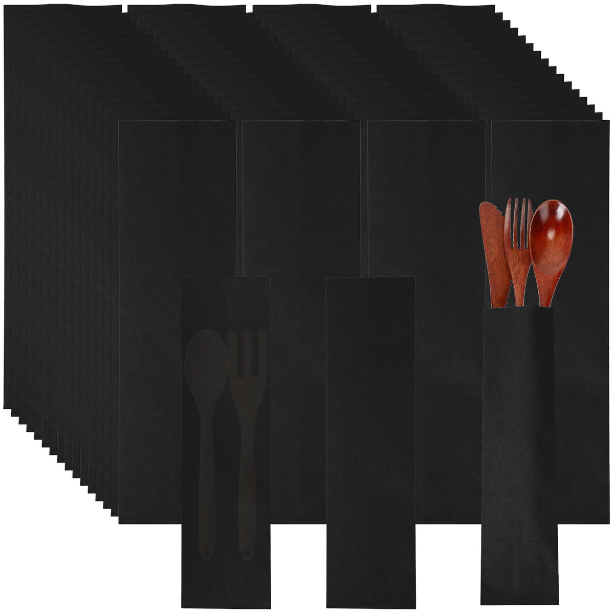 Geelin 500 Pcs Paper Silverware Bags 10'' X 2-3/4'' Kraft Utensils Sleeves For Restaurant Flatware Holder Unprinted Cutlery Bags