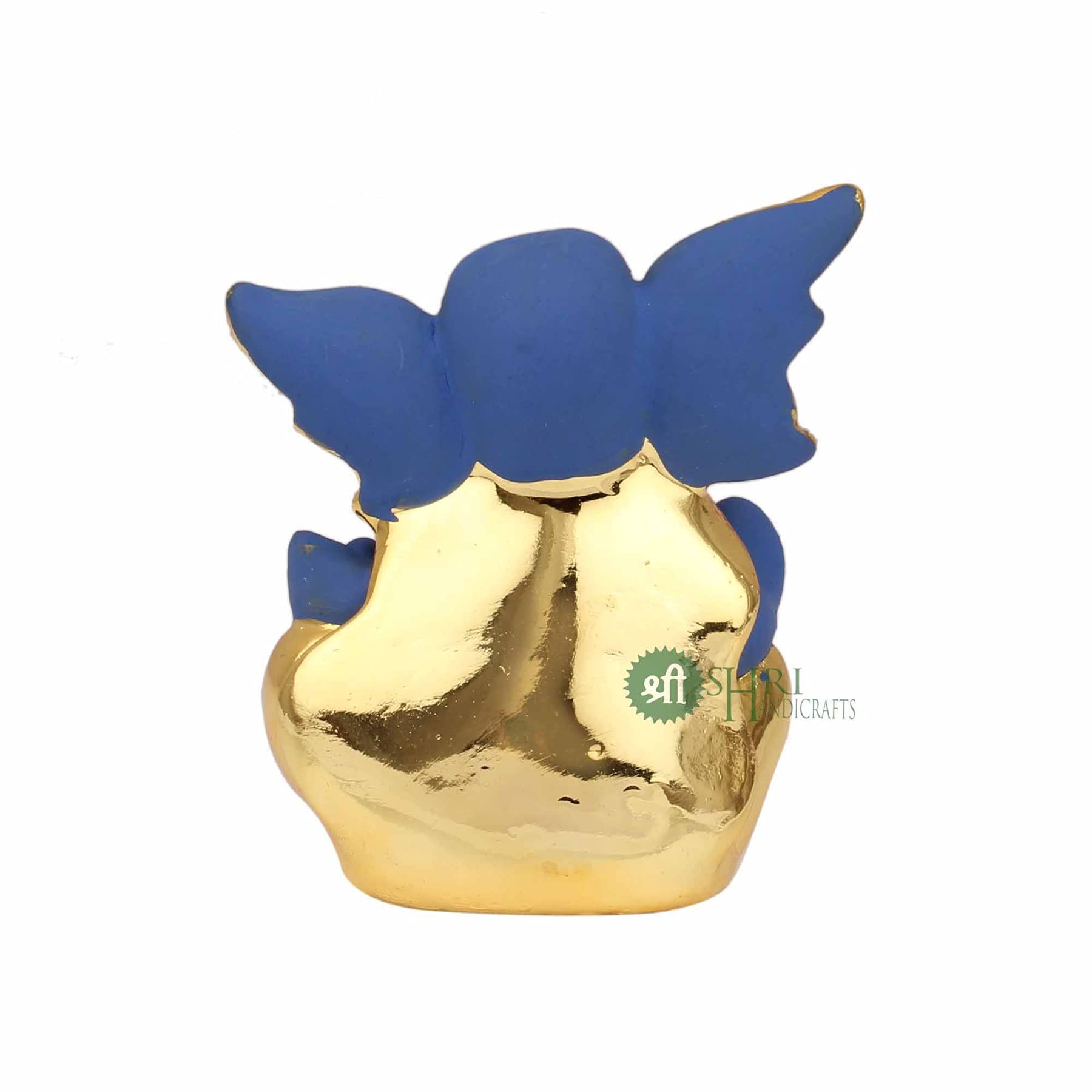 Shri Handicrafts God Ganpati Gold Plated Ganesha Idol for Car Dashoboard & Home Dcor(4x3x8cm, Blue), Resin