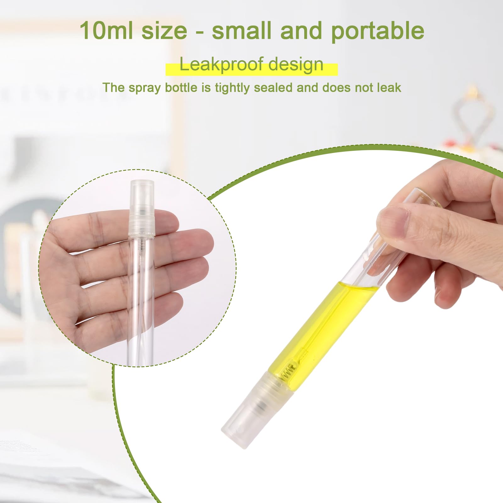 Kesell 24 Pack 10Ml Spray Bottle, Empty Refillable Fine Mist Spray Bottle, Travel Small Glass Spray Bottles With Atomizer Pumps