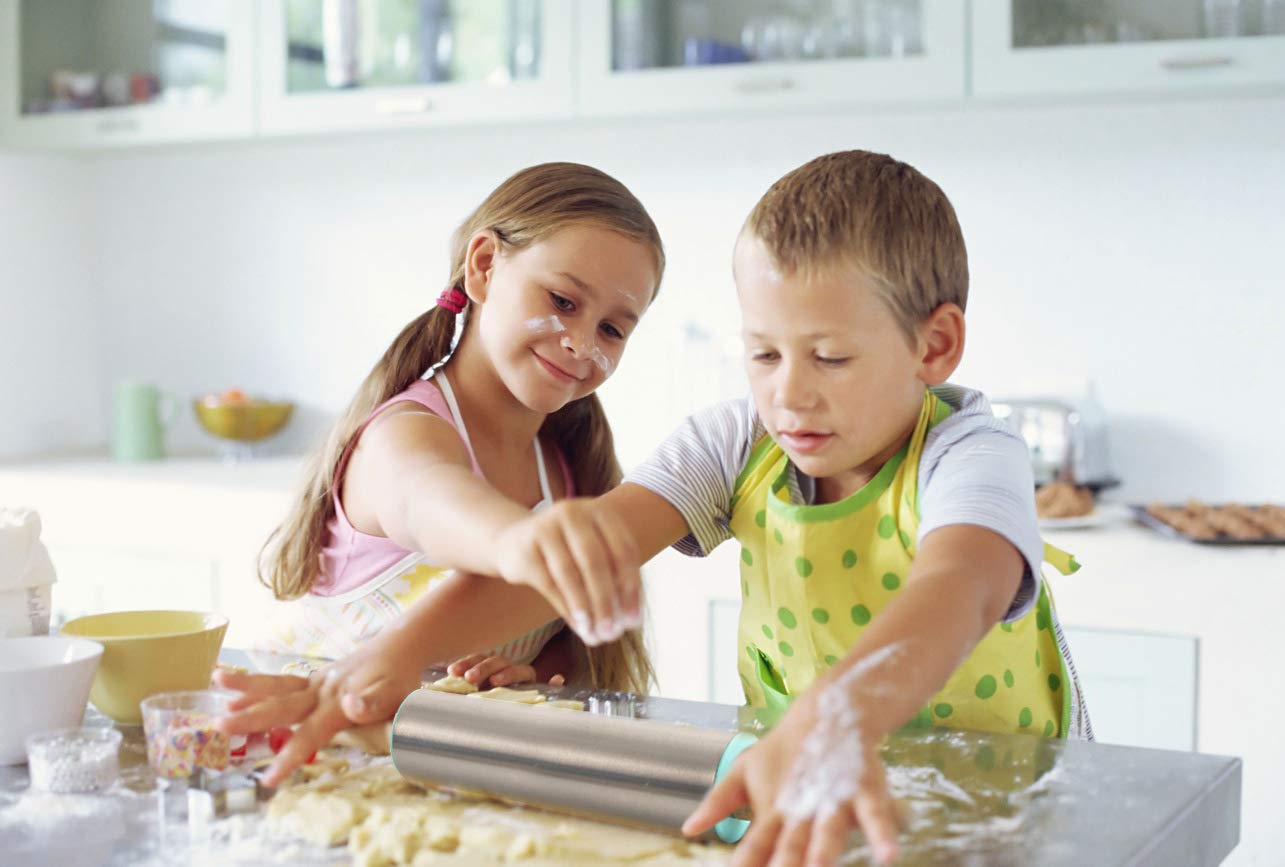 Rolling Pin Nonstick And Silicone Baking Pastry Mat Combo Kit Dough Rollers For Baking Pasta,Cookie Dough,Pastry,Bakery,Pizza