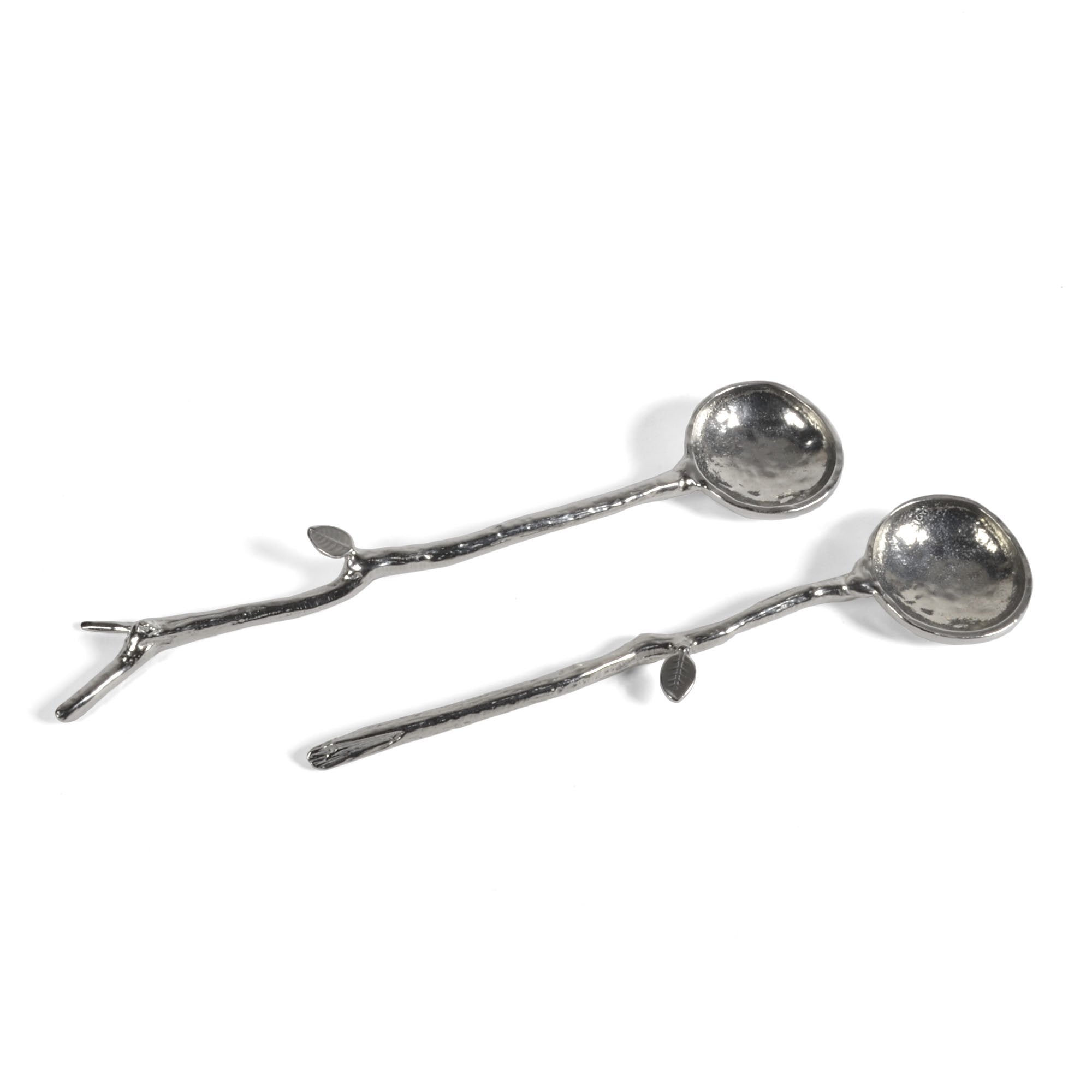 Crosby & Taylor Twig American Handmade Pewter Condiment/Iced Tea Spoons, Set Of 2