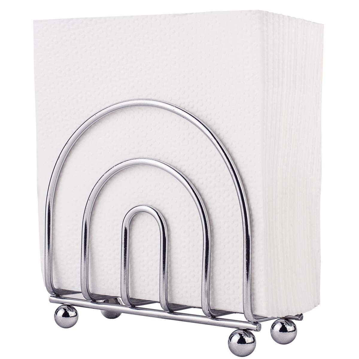 Paper Napkin Holder Tissue Dispenser For Kitchen Countertops, Dining Table, Picnic Table, Indoor & Outdoor Use, Chrome Finish (C