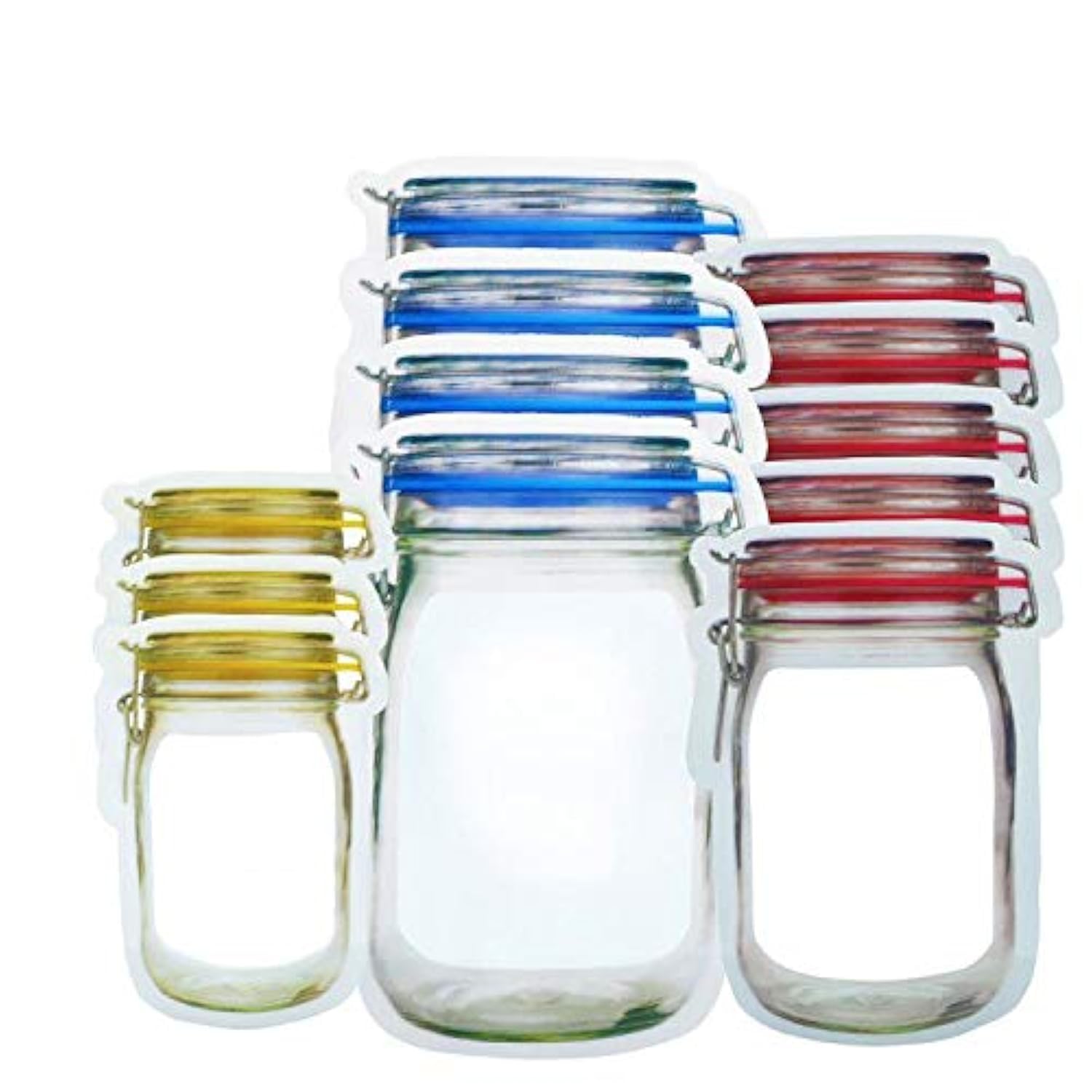 Mason Jar Ziplock Bags,Reusable Food Storage Bags,Portable Mason Jar StandUp Leakproof Food Saver Bags, Snacks Zipper Sealed Ba