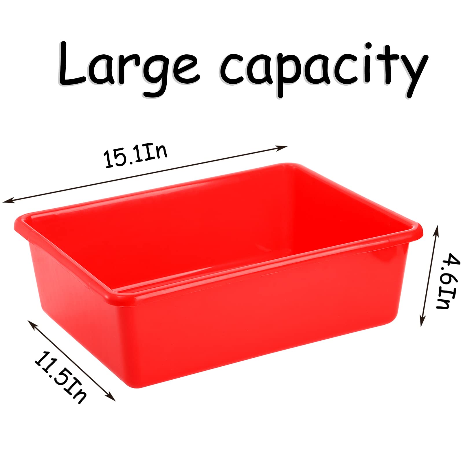 Wuweot 5 Pack Large Storage Bins, 15'' X 11.5'' Plastic Stackable Classroom Organizer, Multipurpose Toy Basket For Classroom, Nu