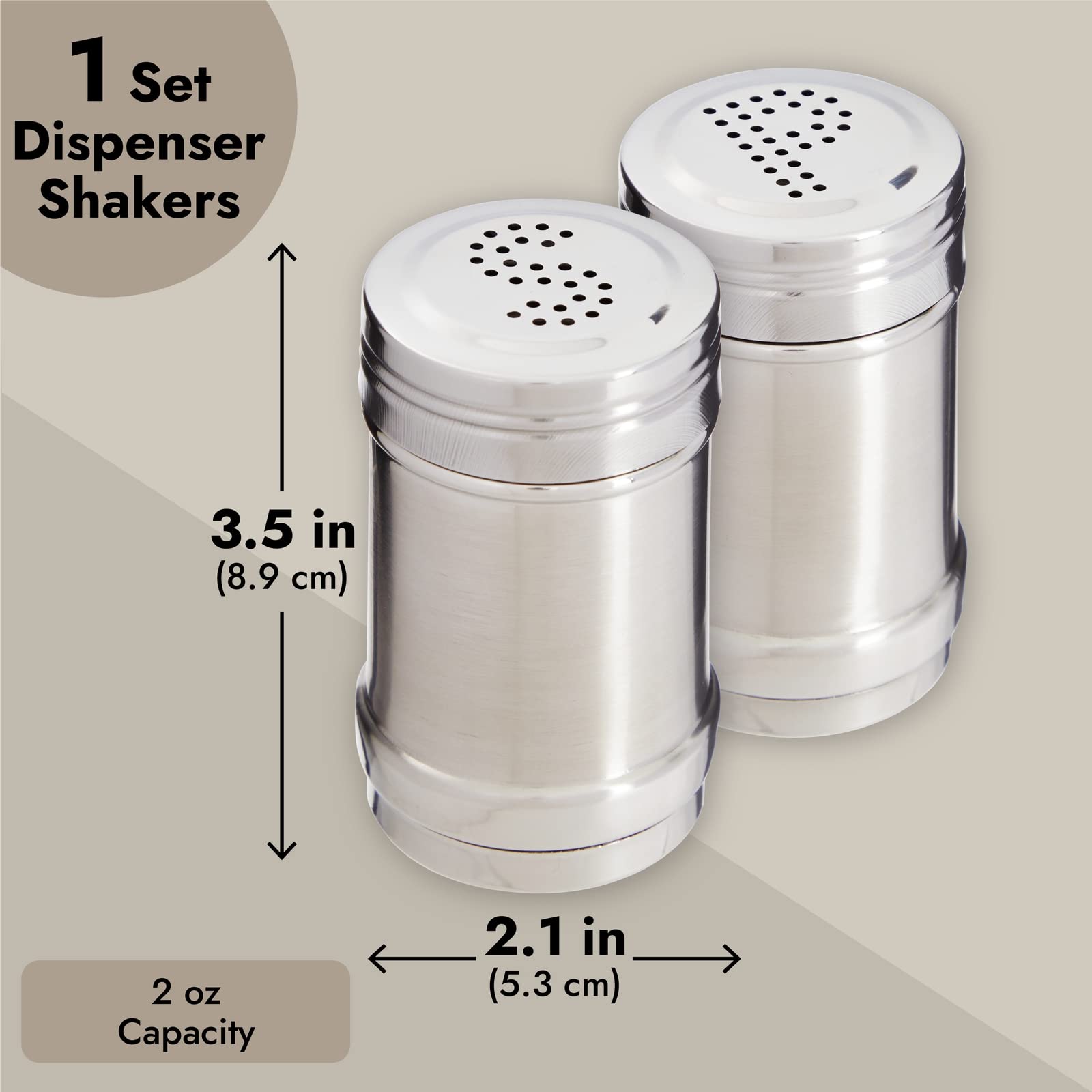 Juvale 2 Ounce Stainless Steel Metal Salt And Pepper Shakers For Kitchen Counter, Dinner Table, Condiments, And Cooking, Refilla