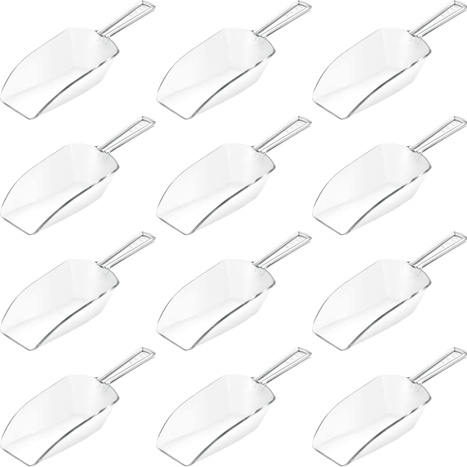 Sawysine 12 Pcs 5.5'' Mini Clear Plastic Acrylic Kitchen Scoops Multi Purpose Small Ice Scoop For Wedding Ice Cream Candy Desser