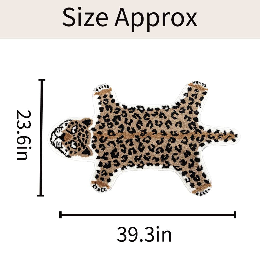 ZSCYD-yingda1992 Leopard Shaped Rug Animals Bath Mat Rug Non-Slip Cute Bathroom Door Mat for Bathroom Kitchen Bedroom Cartoon Shower Rug for Bathroom Tub Soft Bathtub Mat Home Decor Brown