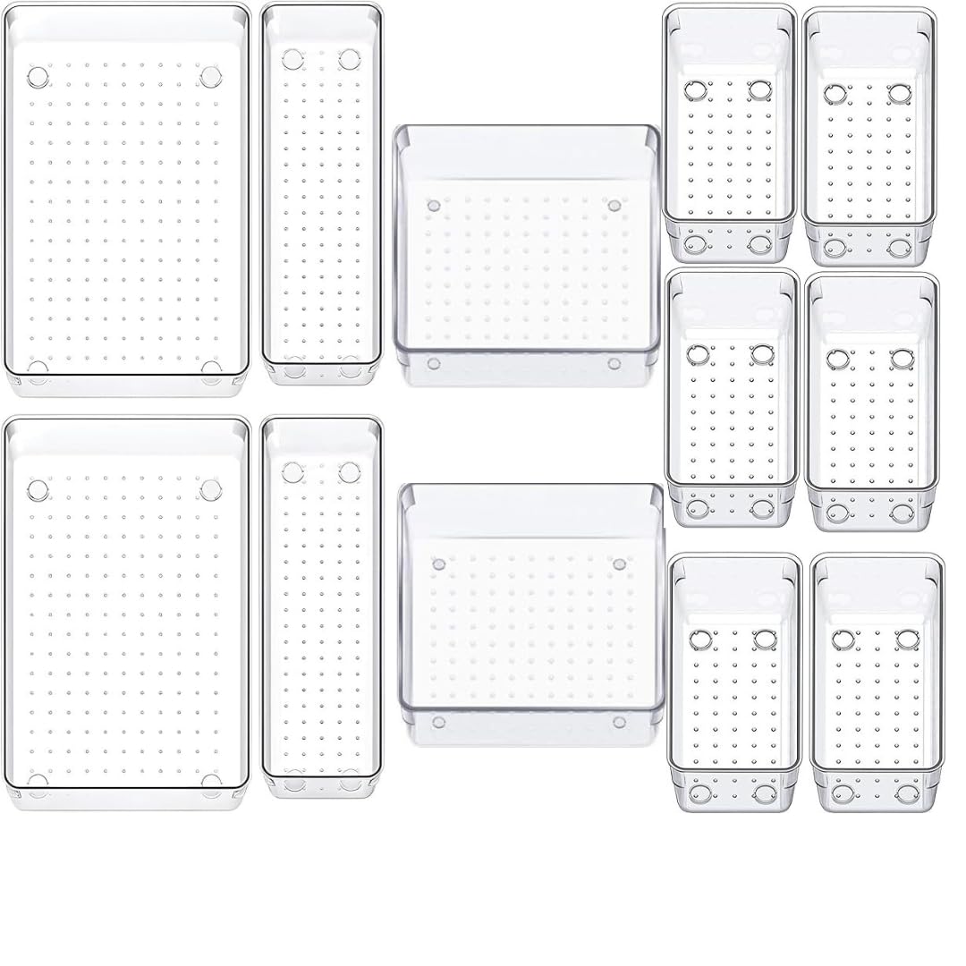 Kaito Drawer Organizer Makeup Organizer Box Transparent Multipurpose Drawer Organisers Storage Box For Cosmetic, Jewellery, Offi