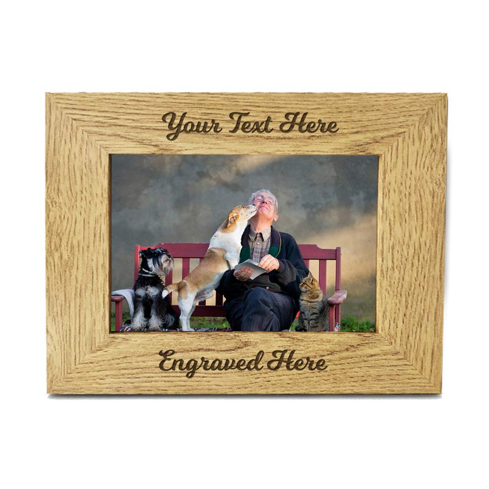 Personalised Photo Frame Laser Engraved Wood Frame 7x 5 Wooden Picture Photo Frame Custom Any Text Gift for Grandpa Grandma Than