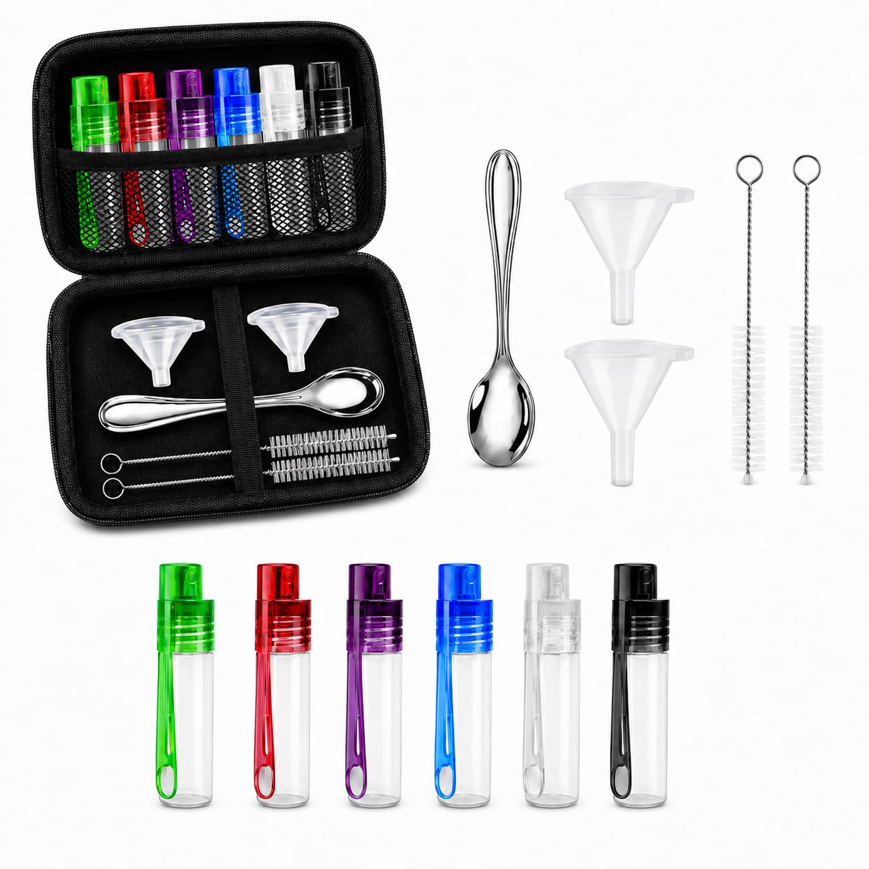 SAOVFO Travel Spice Containers 6Pack with DualAction Lids & Hard Case
