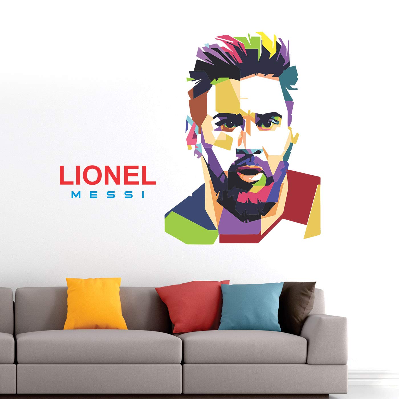 Stickme 'Lionel Messi - Football - Sports - Inspiration - Colorful - Warp - Art - Creative Wall Sticker ' -Sm587 (Multi Colour,