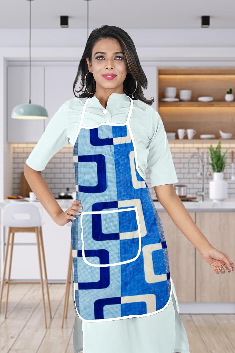 Kanushi Industries Apron For Kitchen Waterproof With Front Pocket(Blue)(Apron1Pcbluebox)