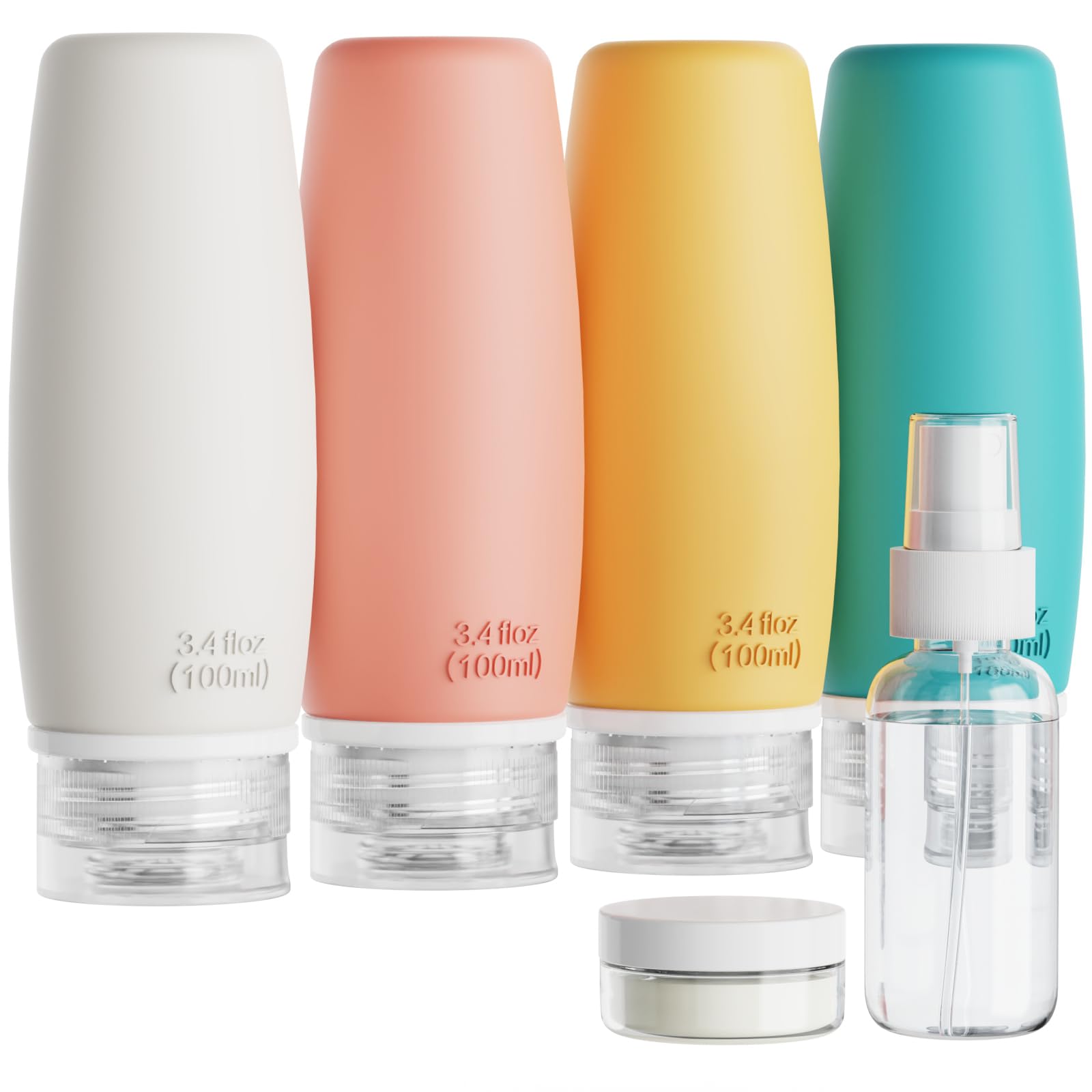 Packism Tsa Approved Toiletry Bottles - 6 Pack Leak Proof 3.4Oz Silicone Travel Bottles For Toiletries, Refillable Liquid Travel