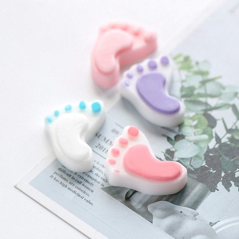 3Pcs Baby Foot Prints Silicone Soap Molds Footprint Shaped Chocolate Candy Molds Nonstick Lotion Bars Jello Ice Cube Tray Food G