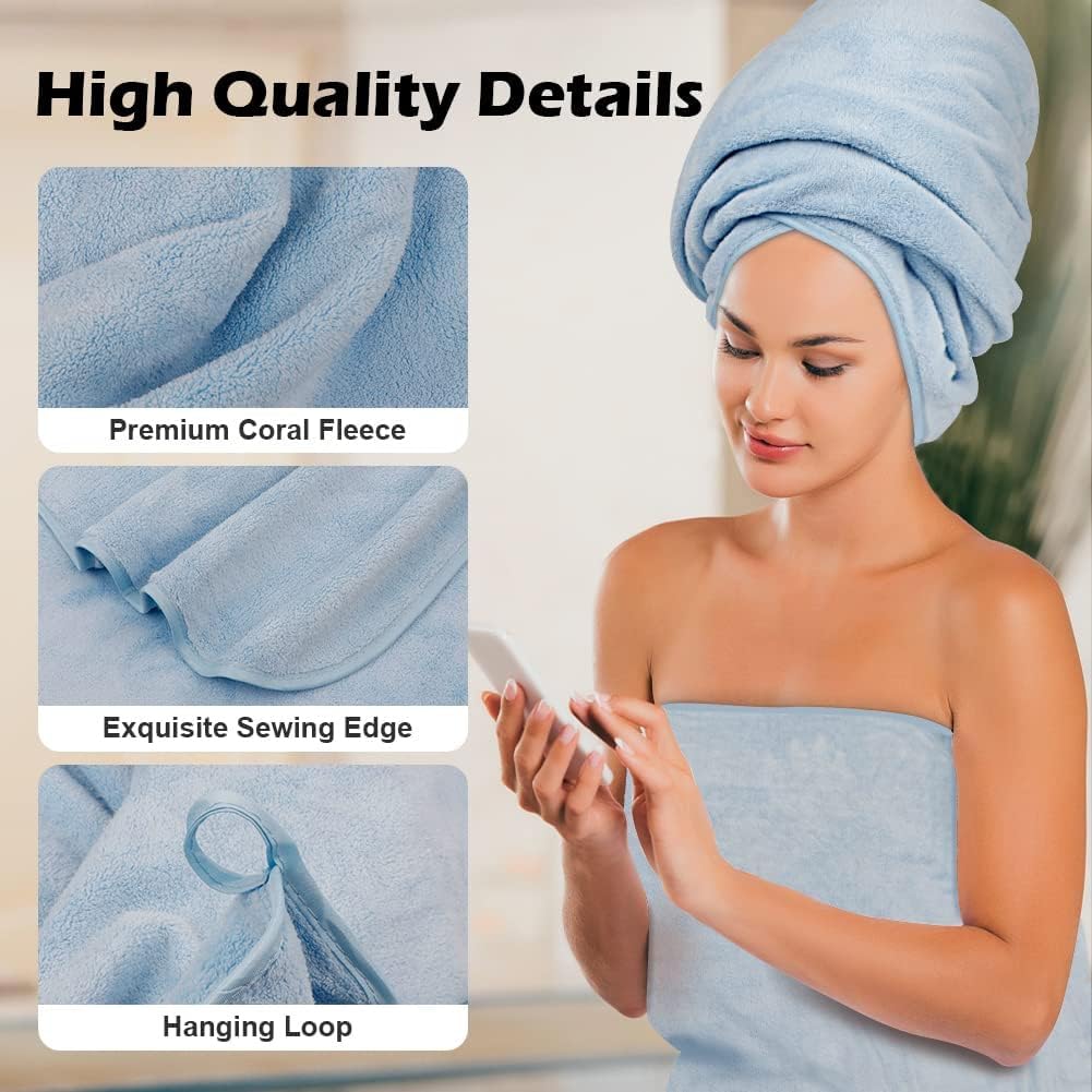 Orighty Bath Towels Set Pack of 2(27?? x 54??) - Soft Feel Bath Towel Sets  Highly Absorbent Microfiber Towels for Body  Quick Drying  Microfiber Bath Towels for Sport  Yoga  SPA  Fitness - Blue