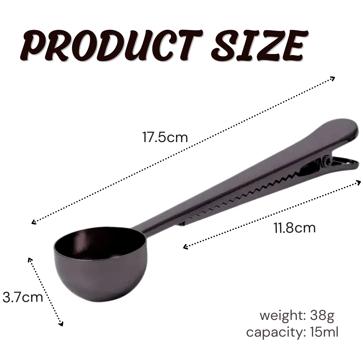 Crethinkaty 2 In 1 Coffee Scoop And Bag Clip, Stainless Steel Coffee Scoop With Bag Clip, For Ground Coffee And Beans, Black, 6.