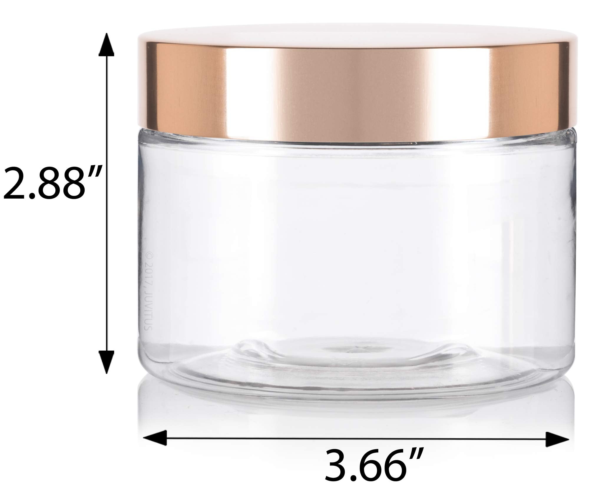 12 Oz Clear Pet Plastic Refillable Low Profile Jar With Gold Metal Overshell Lid (12 Pack)