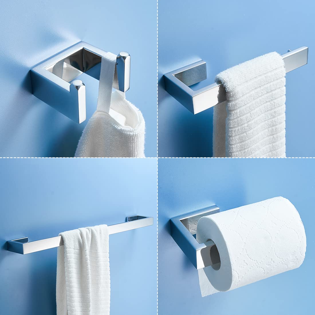 Fapully 5 Piece Bathroom Hardware Accessories Set Stainless Steel Wall Mounted,Chrome Polish Finished
