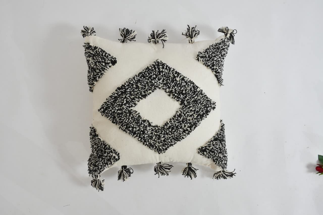 Wisdom Decor Tufted Cushion Cover 18 Inch X 18 Inch | Bedroom Cushions Set For Bed | Living Room Cushions For Sofa | Black Diamo