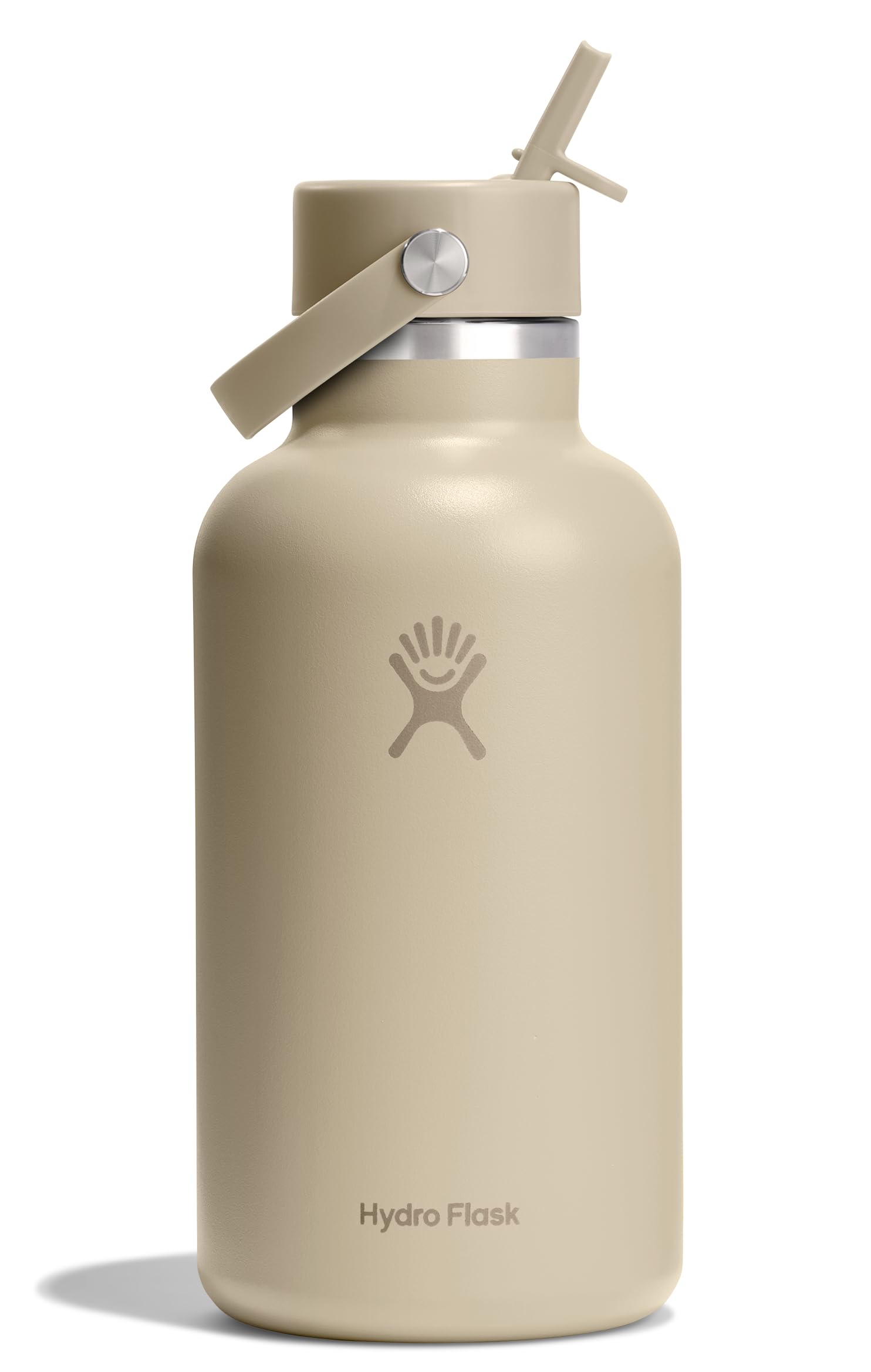 Hydro Flask Water Bottle - Insulated Stainless Steel - Wide Mouth Flex Straw Lid, Non Spill, Leakproof and Refillable in 64 Oz T