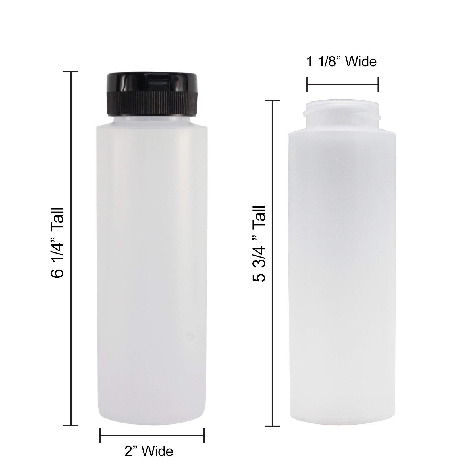 Pinnacle Mercantile Easy Squeeze Plastic Condiment Bottles With Red Flip Top Cap 8 Oz Empty Set 6