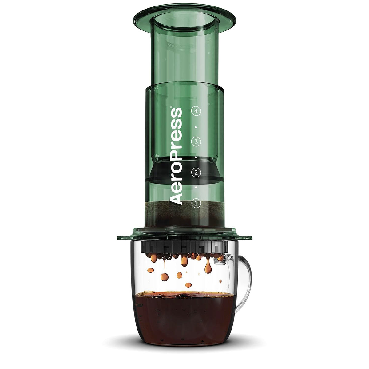 Aeropress Clear Green Coffee Press - 3 In 1 Brew Method Combines French Press, Espresso-Style, Full Bodied Coffee Without Grit O