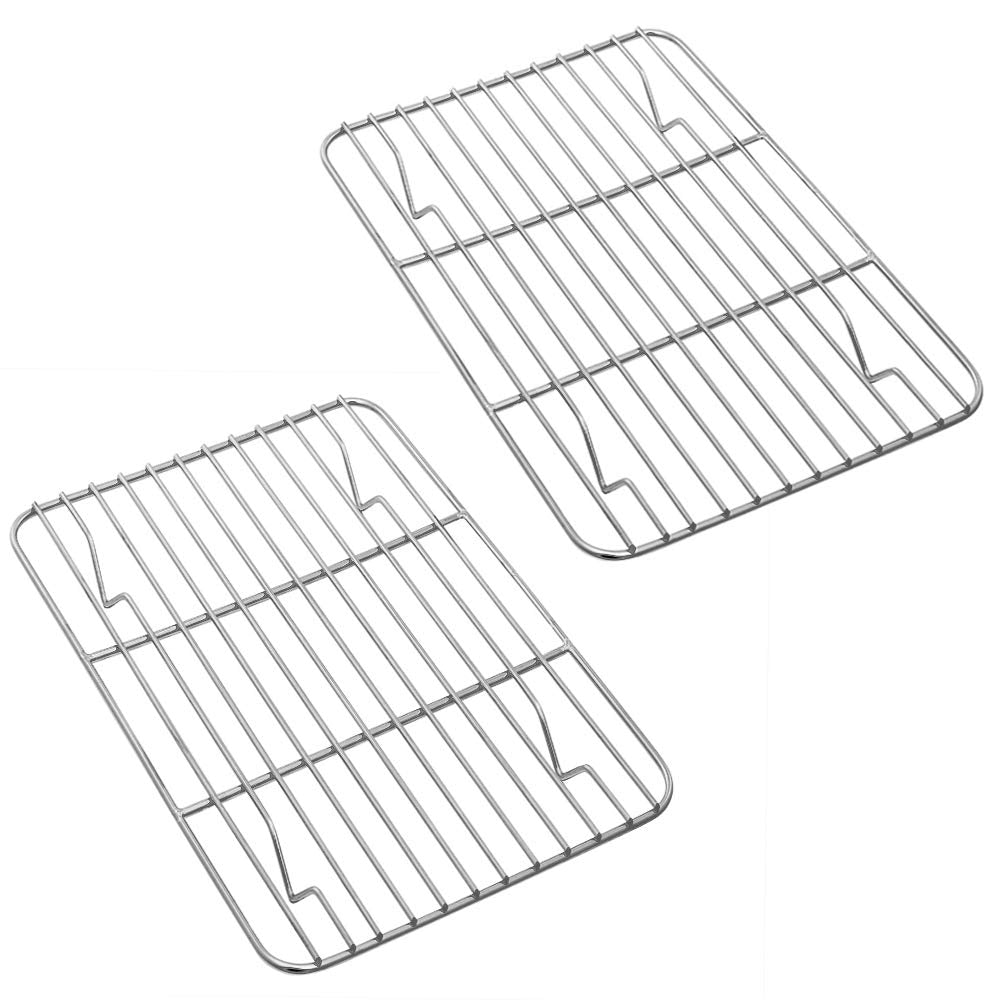P&P Chef Baking Rack Pack Of 2, Stainless Cooling Rack For Cooking Baking Roasting Grilling Drying, Rectangle 8.6'' X 6.2'' X0.6