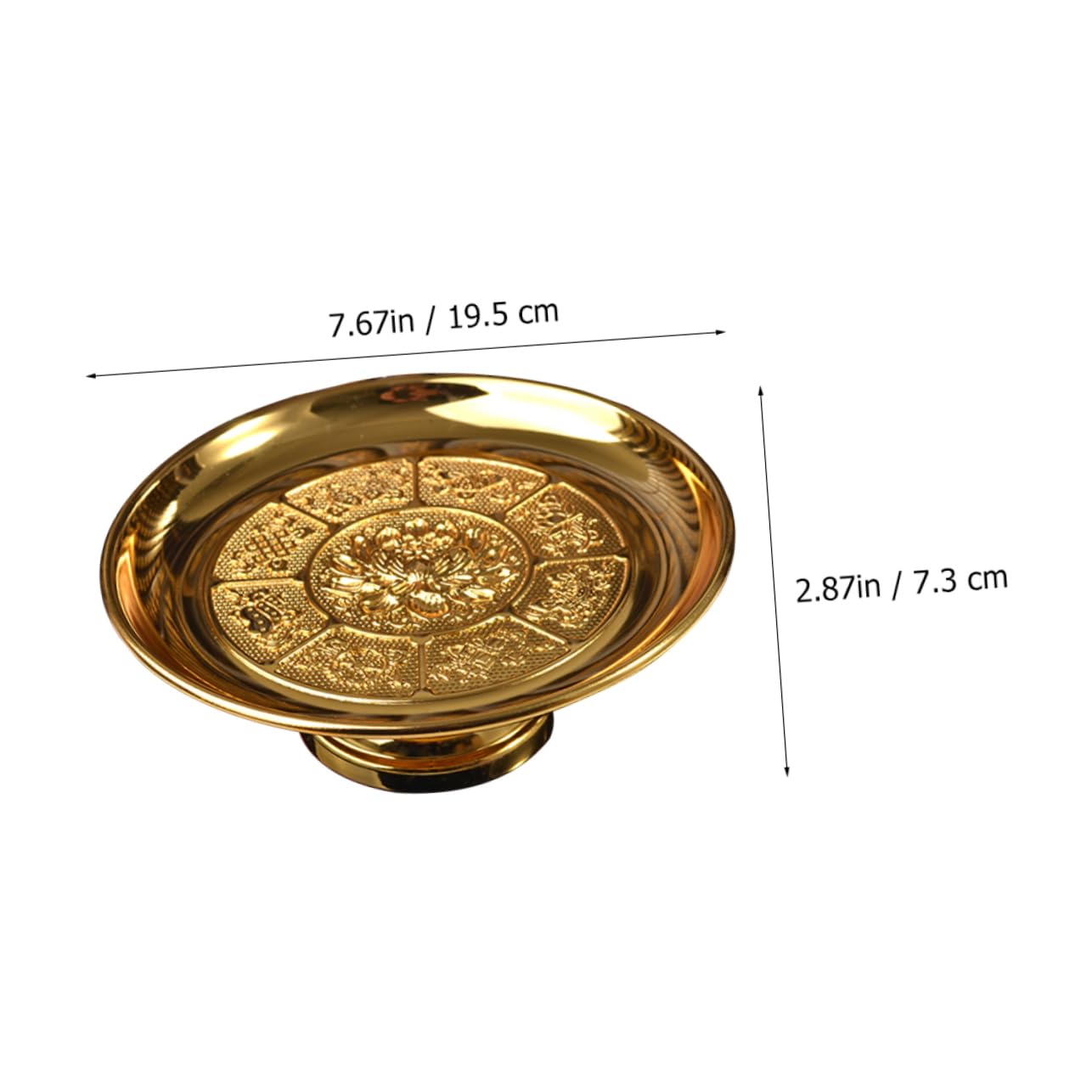Cabilock Pedestal Bowl Tribute Fruit Plate for Buddhist Golden Lotus Design Space-saving Temple Holder Craftsmanship Offering Tr