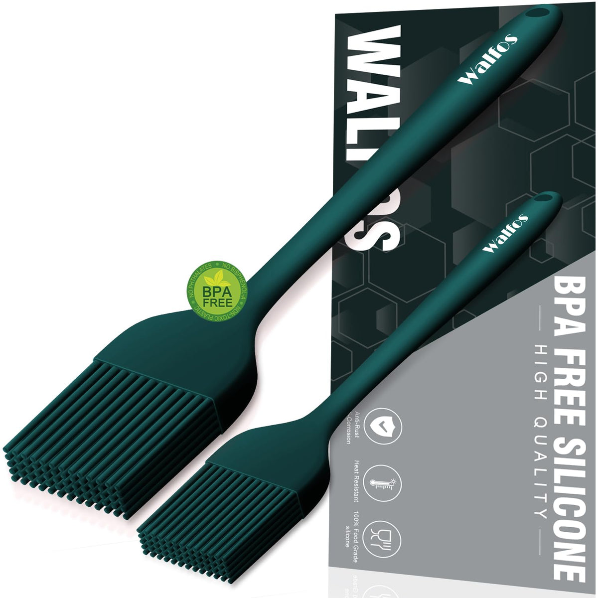 Walfos Silicone Basting Pastry Brush, 2 Size (Large And Small) Pastry Brush Set, Perfect For Bbq Grill Kitchen Cooking, Bpa Free